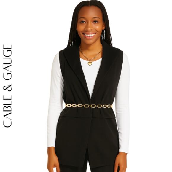 CABLE & GAUGE Black Fleece Lined Vest, M, NWT! - Picture 1 of 10